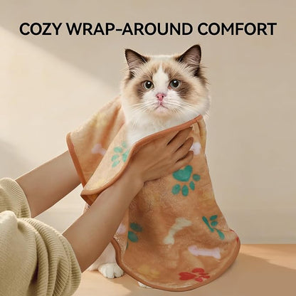 LINENLUX 1 Pack 3 Blankets Super Soft Fluffy Premium Fleece Dog Blankets for Puppy Cat Pet Blanket Flannel Throw Warm Sleep Bones and Claws 23x16 inches
