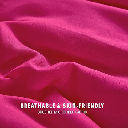 Exclusivo Mezcla Lightweight Reversible Queen Size Comforter Set, Down Alternative Comforter with 2 Pillow Sham, Queen Size Bedding Set for All Seasons, Hot Pink/Bright Pink