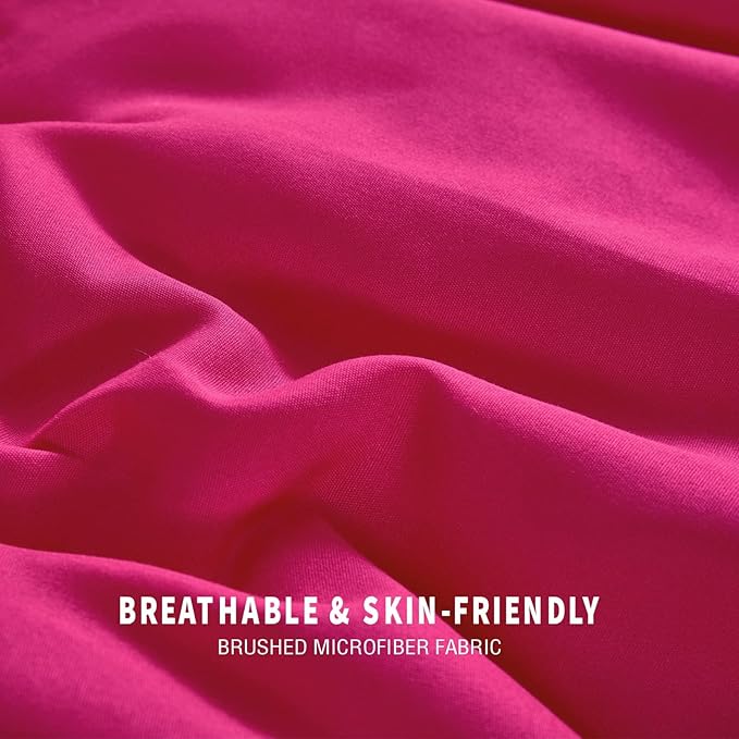 Exclusivo Mezcla Lightweight Reversible Twin Size Comforter Set, Down Alternative Comforter with 1 Pillow Sham, Twin Size Bedding Set for All Seasons, Hot Pink/Bright Pink