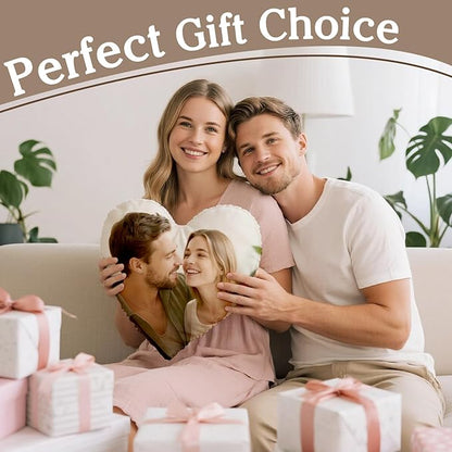 Custom Pillow with Picture & Text, Valentines Day Gifts for Boyfriend, 3D Personalized Head Face Pillows, Custom Stuffed Photo Pillow, Birthday Anniversary Funny Gift for Couple Friend Family (Heart)