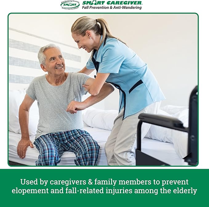 Smart Caregiver Bed Alarm for Elderly Adults – Fall Prevention System with 10"x30" Weight-Sensing Bed Pad – Automatically Alerts Caregiver When They Get Up