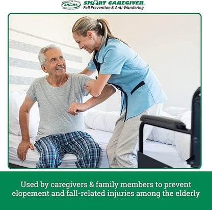 Smart Caregiver Bed Alarm for Elderly Adults – Fall Prevention System with 10"x30" Weight-Sensing Bed Pad – Automatically Alerts Caregiver When They Get Up