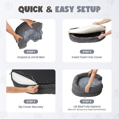 Arthritis Dog Bed, Orthopedic Dog Bed with Memory Foam, Extra Spacious Pet Bed with Supportive Sides, Removable Washable Cover, Designed for Senior Dogs Comfort Better Sleep and Joint Support
