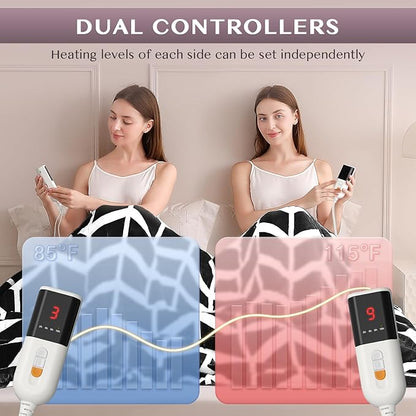 VENTIMI Electric Blanket Queen Size, 84" x 90" Heated Blanket with 9 Heat Levels & 2-4-8-10 Hours Auto Off, Fast Heating Blanket with ETL & FCC Certification, Black