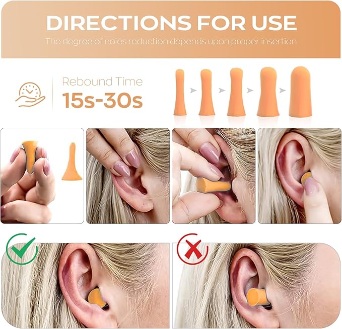 10Pairs Foam Earplugs, Noise Cancelling Ear Plugs for Sleeping Hearing Protection for Shooting Range, Work, Travel,Concert