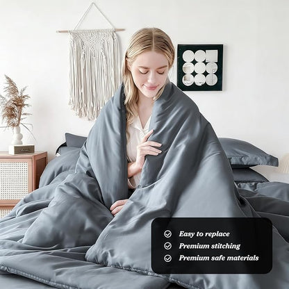 Cal King Comforter Set Double Brushed Microfier Silver Gray - 7-Piece Bed in a Bag, All-Season Soft Bedding with Sheets & Envelope Pillowcases ((104"x90",Cal King)