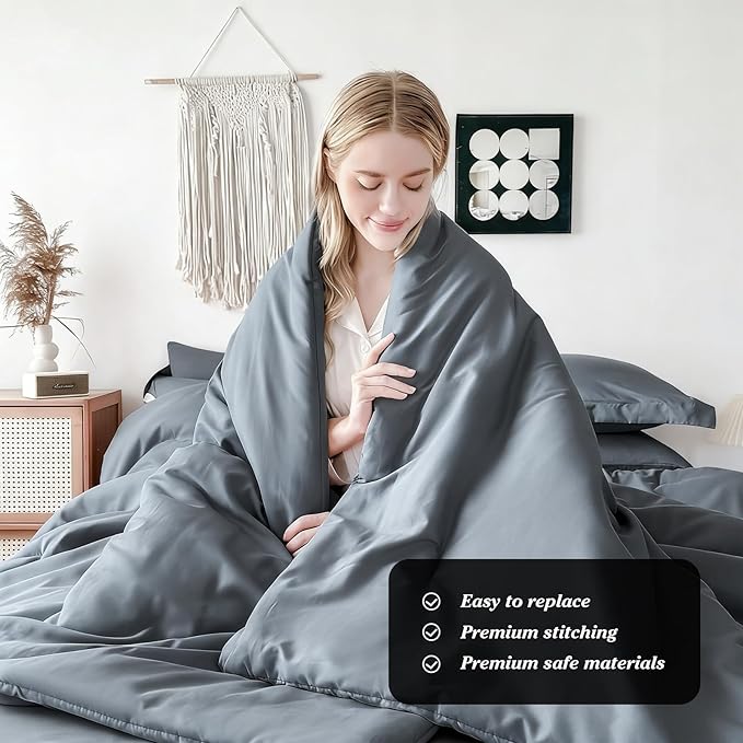 Double Brushed Micorfiber King Comforter Set Silver Gray- 7-Piece Bed in a Bag, All-Season Soft Bedding with Sheets & Envelope Pillowcases (102"x90",King)