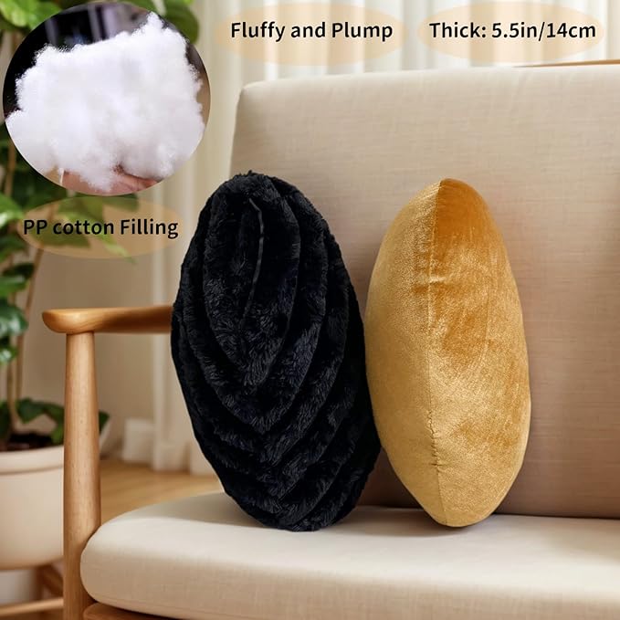 16 Inch Heart Pillow Cute Soft Decorative Throw Pillows, Heart Shaped Fluffy Faux Fur Pillows Cushions for Couch Sofa Bed Bedroom Room Home Decor Aesthetic (2, Black, Medium-16 x13)