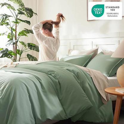Litanika Twin/Twin XL Comforter Set Sage Green, 2 Pieces Comforter Sets Soft Down Alternative Comforter All Season Quilt Blanket (66x90In Comforter & 1 Pillowcase)