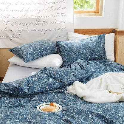 MKXI Comforter Full Size Blue Botanical Comforter Set Lightweight Floral Bedding for Girls All Sean Warm Soft Bed Comforter