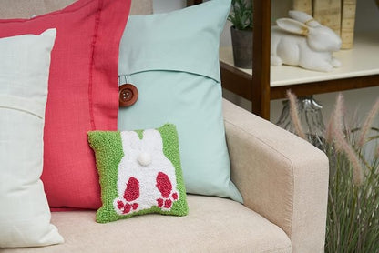 C&F Home Easter Bunny Bum Green Hooked Small Petite Mini Accent Pillow 8" x 8" Spring Springtime Home Living Room Sofa Couch Chair Bed Bedroom Decor Decoration 8" x 8" Green