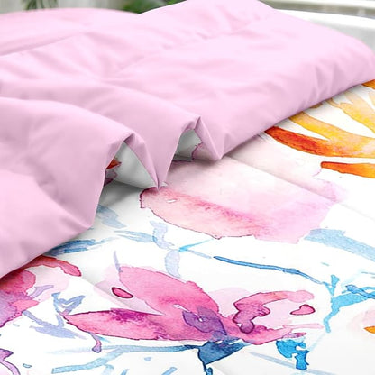 Comforter Set Queen Size, Floral Spring Flower 7 Pcs Bedding for Kids and Adults, Vintage Tree Pink Bed Sheet Sets with Fitted Sheet 2 Pillowcases & 2 Shams for Bedroom Bed Decor
