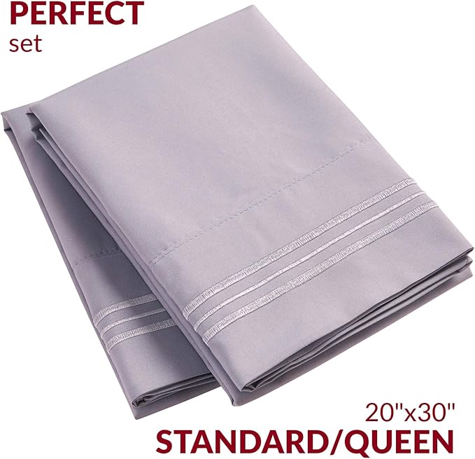 Mellanni Pillow Cases - Luxury, Extra Soft, Cooling Pillow Covers - 2 PC Iconic Collection Pillowcases - Envelope Closure (Standard/Queen 20"x30", Lavender)