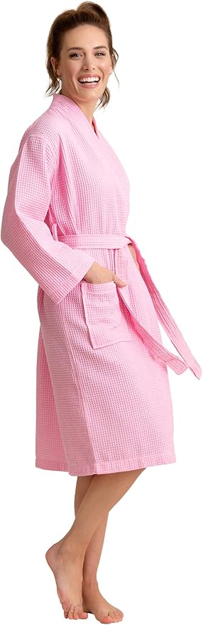 Luxurious Bathrobe for Women - Soft & Absorbent - Lightweigh & Comfort - Long & Kimono - Waffle & Cotton - Hotel/Spa Robe