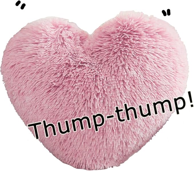 MorroMorn Fluffy Heart Throw Pillows, Shaggy Decorative Pillow for Sofa Couch Bed, Cute Room Decor Decorations for Women Girls Kids (Blush)