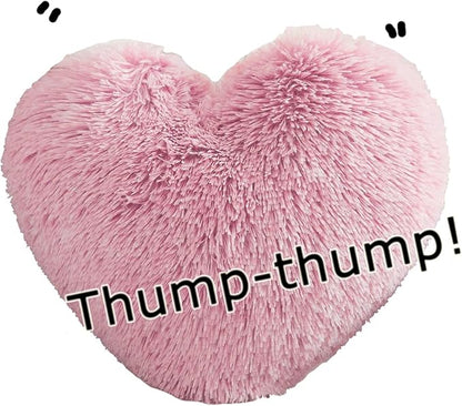 MorroMorn Fluffy Heart Throw Pillows, Shaggy Decorative Pillow for Sofa Couch Bed, Cute Room Decor Decorations for Women Girls Kids (Blush)