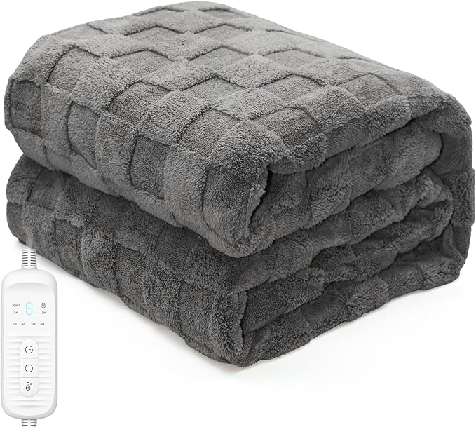 Electric Heated Blanket Twin - 62" x 84" Heating Blanket Throw House Warming Gifts New Home, Ultra Soft Warm Flannel Sherpa Fast Heat,8 Heat Level 10 Hours Auto-Off ETL Certified