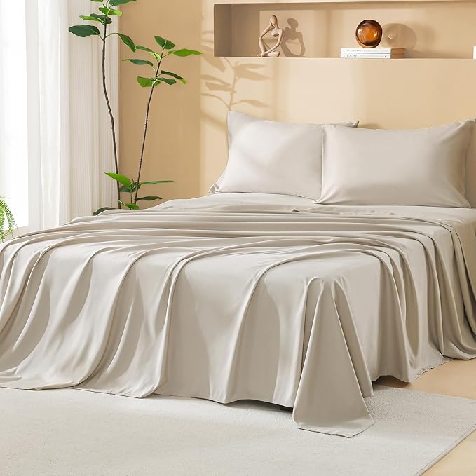 Litanika Oversized Queen Size Comforter Set with Sheets Oatmeal - 7 Pieces Bed in a Bag Oversized King Boho Tufted Complete Bedding Sets with Comforter, Sheets, Pillowcases & Shams