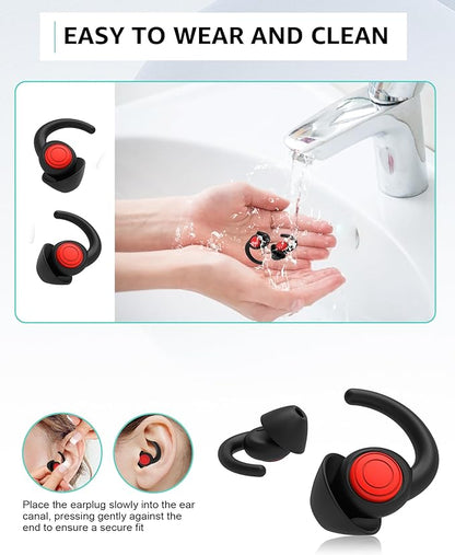 Reusable Ear Plugs for Sleeping, Noise Reduction, Concerts, Travel, Work,