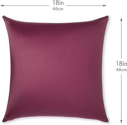 PILLOWY 18x18 Throw Pillowcase (Cover Only) -85/15 Nylon, Spandex -Luxurious, Silky, Stretchy & Soft - 1Pcs Solid Color -A Perfect Choice for Couch Chairs Sofa Bed Adult/Kids Bedroom, Burgundy-Merlot