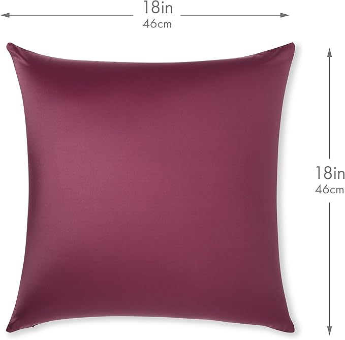 PILLOWY 18x18 Throw Pillow - Burgundy - Merlot: 1Pcs Luxurious Premium Microbead Pillow with 85/15 Nylon/Spandex Fabric. Forever Fluffy, Outstanding Beauty & Support. Silky, Soft & Beyond Comfortable
