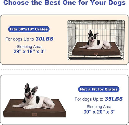 Outdoor Dog Bed Waterproof, Outside Orthopedic Dog Bed for Medium Dogs & Puppies, Egg Crate Foam Pet Mat with Removable Washable Oxford Cover, 30x20 Inch, Brown