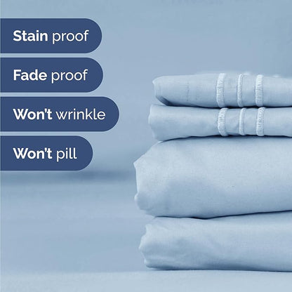 Twin Size 3 Piece Sheet Set - Comfy Breathable & Cooling Bed Sheets Set - Hotel Luxury Bedding for Women, Men, Kids, Teens, Boys & Girls - Deep Pockets, Ultra-Soft, Wrinkle Free - Oeko-Tex - Sky Blue