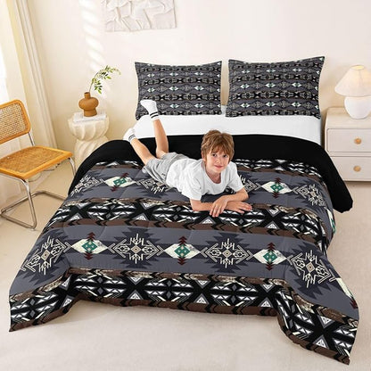 Erosebridal Western Boho Queen Comforter Set,Aztec Quilt,Ethnic Tribal Arrow Bedding Set Country Decor Western Duvet Insert,Western Room Decor for Bedroom Boho Living Room Decor,Southwestern Decor