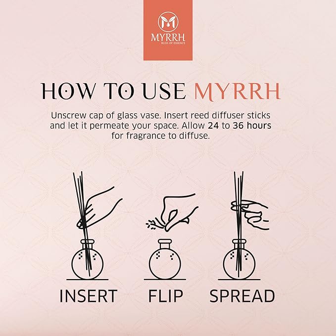 Apple Cinnamon Scented Reed Diffuser Set with 8 Rattan Diffuser Sticks, 150 ml, All Natural Air Freshener, Long-Lasting Diffusers at Home, MyrrhUSA