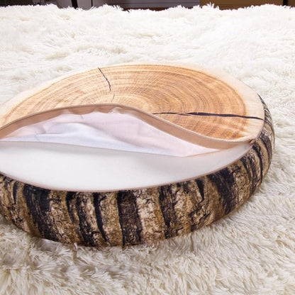 HYSEAS Decorative Round Throw Pillow, 3D Digital Print Comfortable Kids Funny Cute Wood Log Pillow Circle Seating Floor Cushion for Home, Couch, Sofa, Bedroom, Stump, 16 x 2.75 Inch, 2 Pack