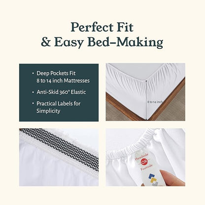 California Design Den 2-Pack Twin Sheets Set - 100% Organic Cotton, Crisp and Breathable Percale Feel, Deep Pocket White Bed Sheets, Lightweight Bedding Set - White