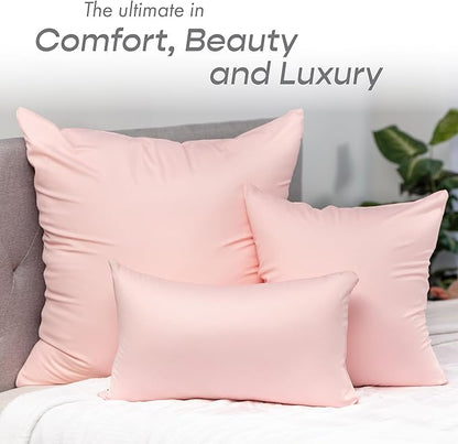 PILLOWY 16" x 16" Throw Pillow - Cream Peach: 1 PCS Luxurious Premium Microbead Pillow with 85/15 Nylon/Spandex Fabric. Forever Fluffy, Outstanding Beauty & Support. Silky, Soft & Beyond Comfortable
