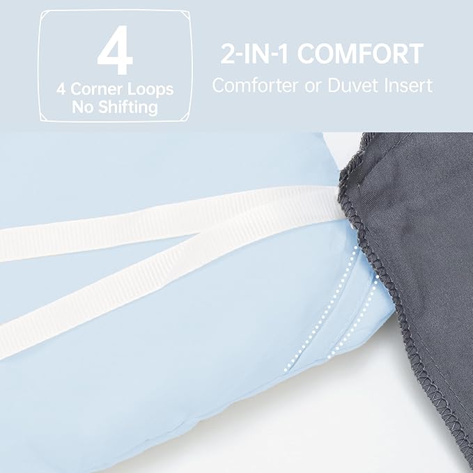 MUXHOMO Full Comforter Sets, All Season Ultra Soft Down Alternative Bedding - 3 Piece Lightweight Bed Set Includes 1 Comforter (82"x86") and 2 Pillow Shams (20"x26"), Light Blue
