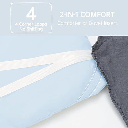 MUXHOMO Full Comforter Sets, All Season Ultra Soft Down Alternative Bedding - 3 Piece Lightweight Bed Set Includes 1 Comforter (82"x86") and 2 Pillow Shams (20"x26"), Light Blue