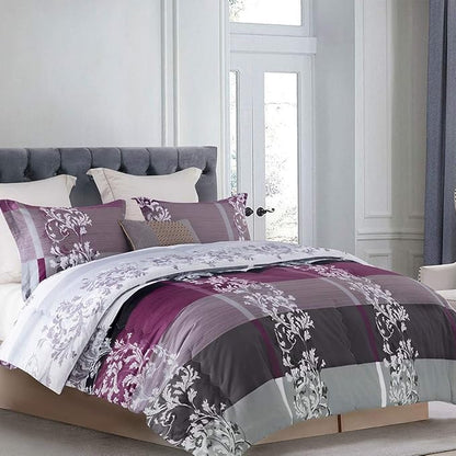 SLEEPBELLA Comforter Twin Size, 600 Thread Count Cotton Grey Paisley & Purple Comforter Sets, Down Alternative Bedding Set 2Pcs(Twin, Purple Paisley)