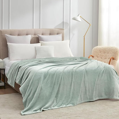 Hansleep Fleece Celadon Queen Blanket, Super Soft Flannel Fuzzy Plush Cozy Blanket for All Seasons, Celadon, Queen 90x90 Inches
