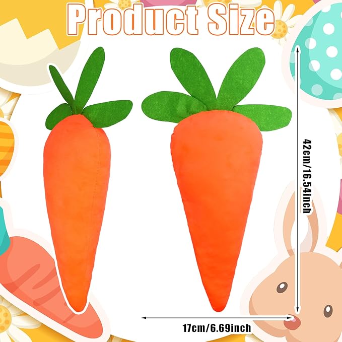 3 Pcs Easter Carrot Throw Pillow Shaped Cushion Decorative Pillows Carrot Shaped Pillow Filling Easter Toys Stuffed Decor for Home Bedroom Couch Decorations Festive Gift