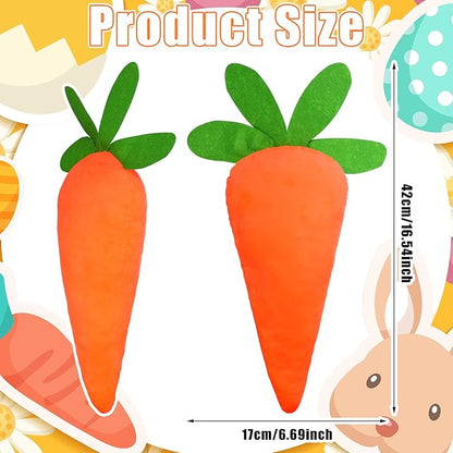 3 Pcs Easter Carrot Throw Pillow Shaped Cushion Decorative Pillows Carrot Shaped Pillow Filling Easter Toys Stuffed Decor for Home Bedroom Couch Decorations Festive Gift