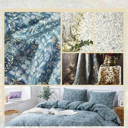 Mixinni Blue Flower Comforter Set - Full Size Wildflower Pattern Comforter for Girls & Boys - Soft Microfiber Bedding for All Seasons