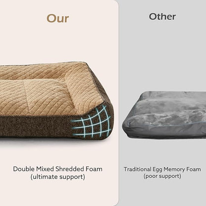 JOEJOY Orthopedic Dog Bed Medium Sized Dogs, Extra Thick Supportive Big Dog Couch Bed with Sides, Ultra Soft Pet Bed Sofa, Brown, 35''x25''