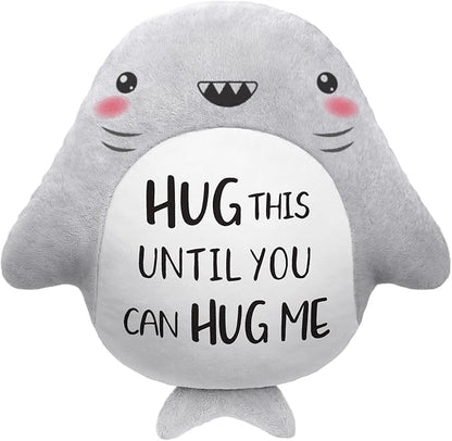 Anniversary/Birthday Gifts for Her/Him/Girlfriend/Boyfriend, Long Remote Distance Relationship Gifts- Novelty Cute Shark Pillow- I Love Miss You Gift for Her/Him, 15”×15”