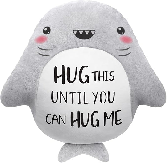 Anniversary/Birthday Gifts for Her/Him/Girlfriend/Boyfriend, Long Remote Distance Relationship Gifts- Novelty Cute Shark Pillow- I Love Miss You Gift for Her/Him, 15”×15”