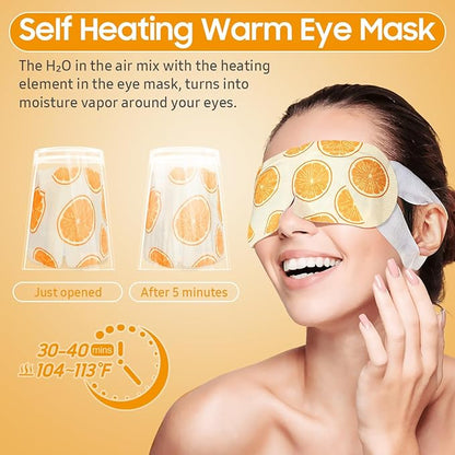30Packs Steam Eye Mask, Heated Eye Mask Warm Compress for Eyes, Self Heating Disposable Steam Mask for Home Sleep, Spa, Travel Essentials & Relaxation Gifts, Stocking Stuffers (Sweet Orange)