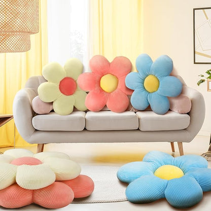 Sratte 6 Pcs Flower Pillows Flower Shaped Throw Pillows Cute Daisy Pillow Seating Cushions for Adults Reading Leisure Home Bedroom Sofa Chair Couch Decor(Classic Color,23.62 Inch)