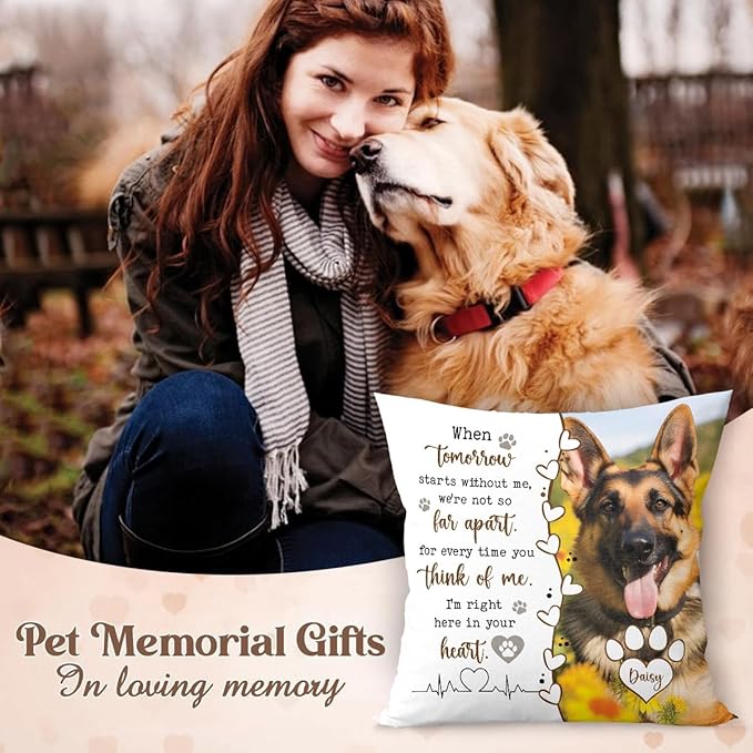 Personalized Pet Photo Memorial Throw Pillow (Insert Included), Sympathy Gift for Pet Loss, Dog Loss Gift, Photo Pillow Case Cover
