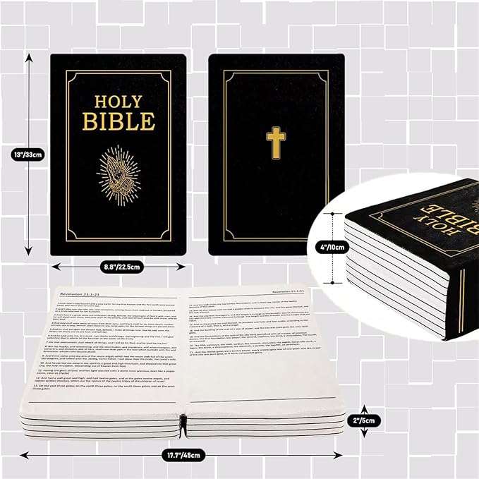 The Holy Bible Pillow Plush- Book Shape, Openable, Cozy Faith Bible Pillow Christian Bible Verse Pillow (Black)