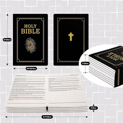 The Holy Bible Pillow Plush- Book Shape, Openable, Cozy Faith Bible Pillow Christian Bible Verse Pillow (Black)