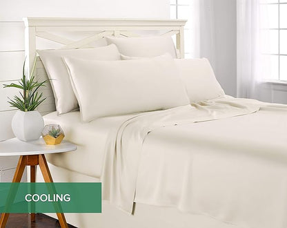 Pure Bamboo Short Queen Sheets for RV Camper (60"x75") - Genuine 100% Organic Viscose Derived from Bamboo Bed Sheet Set, Soft & Cooling, 2 Year Quality Promise (Short Queen, Ivory)