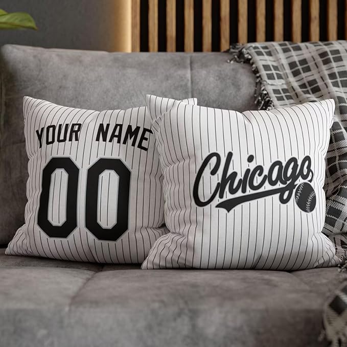 ANTKING Chicago Throw Pillow Custom Name and Number for Men Women Boy Personalized Gift