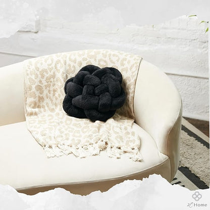 Large Black Knot Pillow | 13" Knotted Pillow | Handmade Knot Throw Pillow | Cute & Funky Throw Pillows | Bed Decorative Pillows | Sherpa Pillow Material | Knot Pillows
